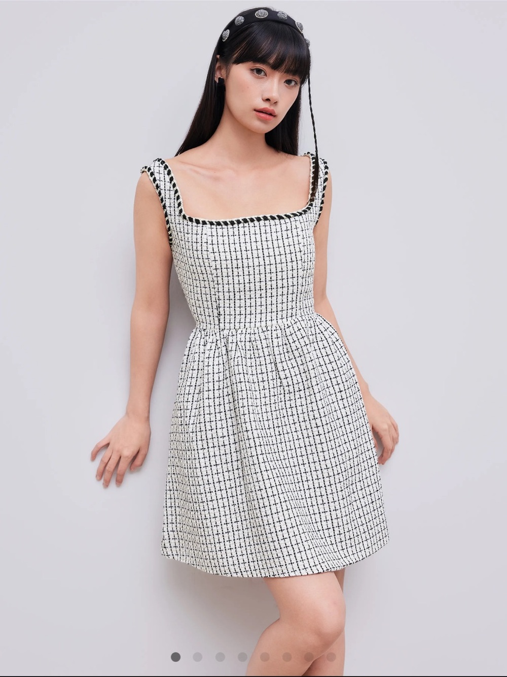 Cider Black and White Tweed Mini Dress